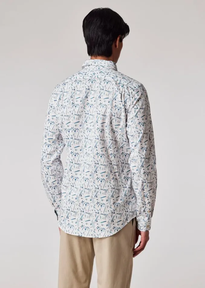 Mens Paul Smith Shirts TailoredFit White 039Runner Bean039 Print Shirt Mens Paul Smith Shirts TailoredFit White 039Runner Bean039 Print Shirt