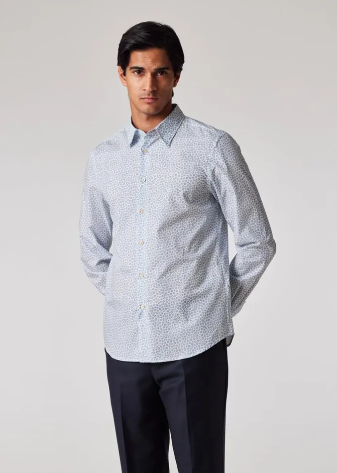 Mens Paul Smith Shirts TailoredFit White And Blue 039Ditsy Floral039 Print Shirt Mens Paul Smith Shirts TailoredFit White And Blue 039Ditsy Floral039 Print Shirt