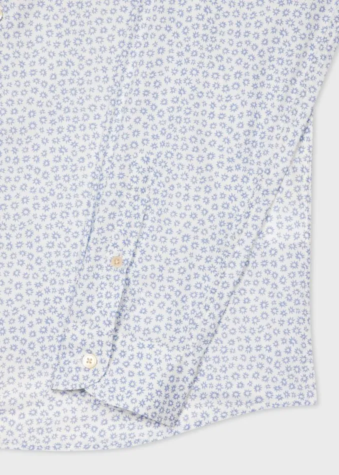 Mens Paul Smith Shirts TailoredFit White And Blue 039Ditsy Floral039 Print Shirt Mens Paul Smith Shirts TailoredFit White And Blue 039Ditsy Floral039 Print Shirt