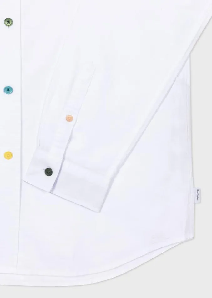 Mens Paul Smith Shirts TailoredFit White OrganicCotton Multicolour Button Oxford Shirt Mens Paul Smith Shirts TailoredFit White OrganicCotton Multicolour Button Oxford Shirt