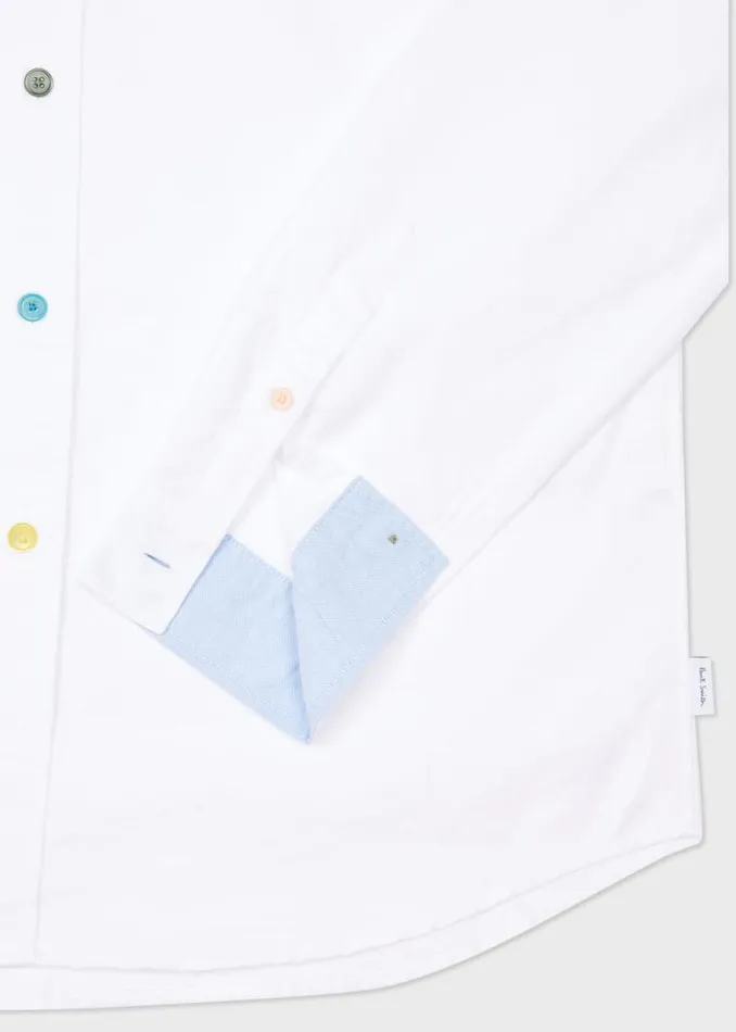Mens Paul Smith Shirts TailoredFit White OrganicCotton Multicolour Button Oxford Shirt Mens Paul Smith Shirts TailoredFit White OrganicCotton Multicolour Button Oxford Shirt