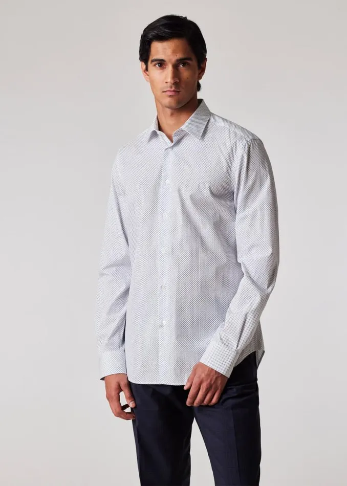 Mens Paul Smith Shirts TailoredFit White Polka Dot Cotton Shirt