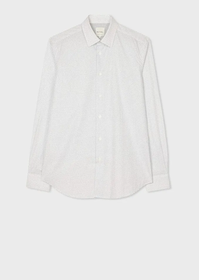 Mens Paul Smith Shirts TailoredFit White Polka Dot Cotton Shirt Mens Paul Smith Shirts TailoredFit White Polka Dot Cotton Shirt