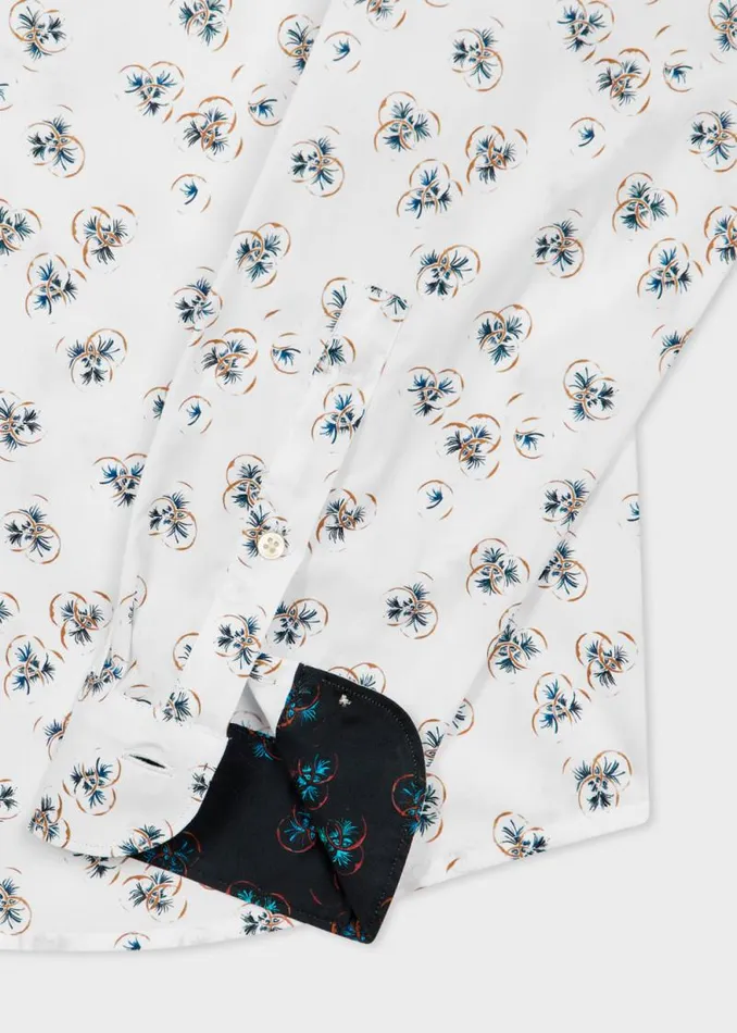 Mens Paul Smith Shirts White 039Drinks Print039 TailoredFit Shirt