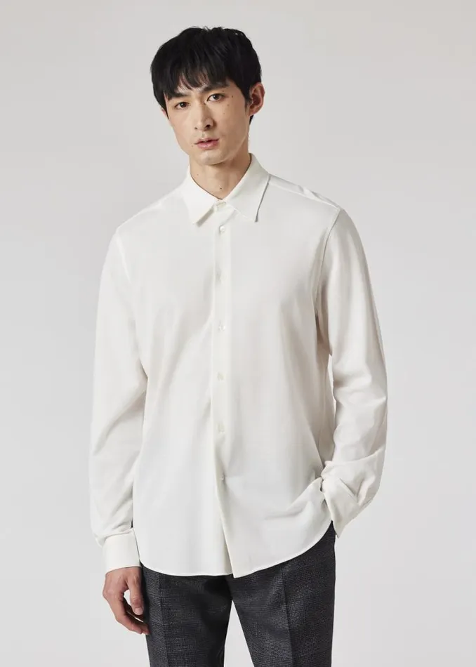 Mens Paul Smith Shirts White Cotton Pique Shirt