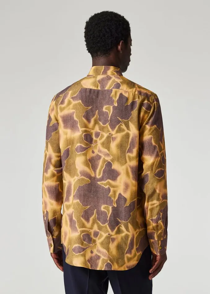 Mens Paul Smith Shirts Yellow 039Photogram Leaves039 Viscose Shirt Mens Paul Smith Shirts Yellow 039Photogram Leaves039 Viscose Shirt