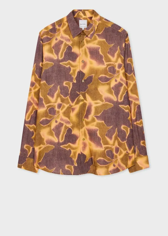 Mens Paul Smith Shirts Yellow 039Photogram Leaves039 Viscose Shirt Mens Paul Smith Shirts Yellow 039Photogram Leaves039 Viscose Shirt