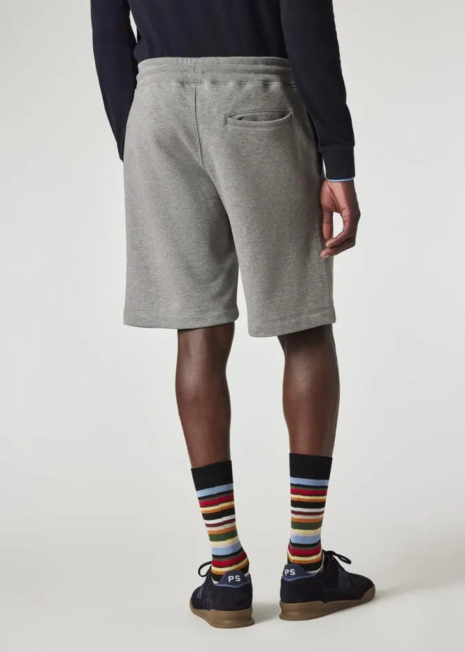 Mens Paul Smith Shorts Grey Marl Cotton Zebra Logo Shorts