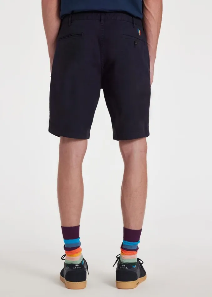 Mens Paul Smith Shorts Navy CottonBlend Zebra Logo Shorts Mens Paul Smith Shorts Navy CottonBlend Zebra Logo Shorts