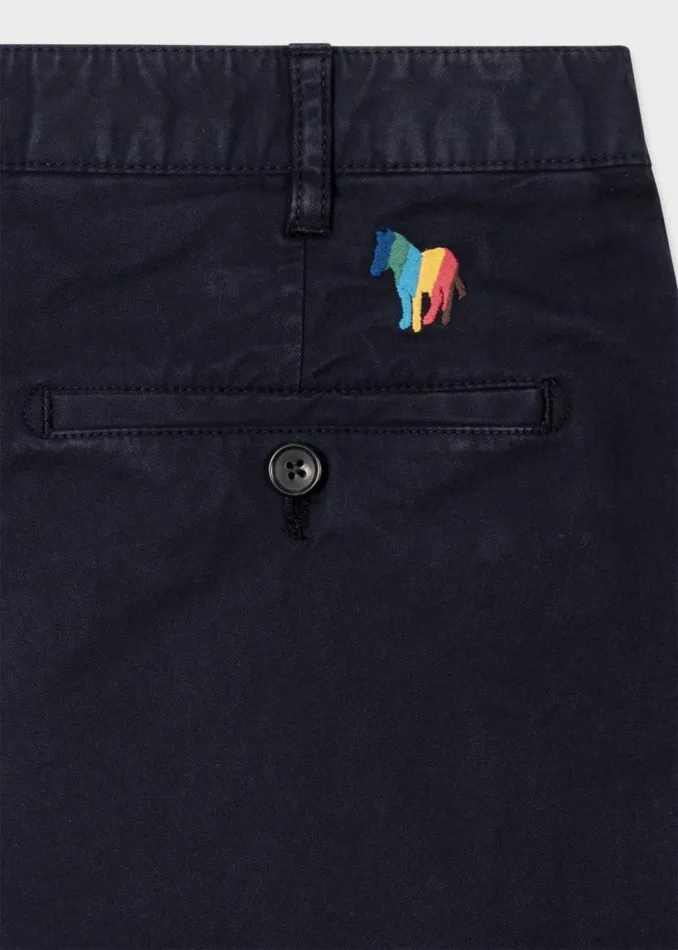 Mens Paul Smith Shorts Navy CottonBlend Zebra Logo Shorts Mens Paul Smith Shorts Navy CottonBlend Zebra Logo Shorts