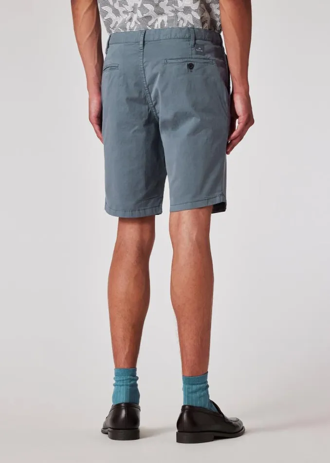 Mens Paul Smith Shorts Stone Blue Stretch PimaCotton Shorts