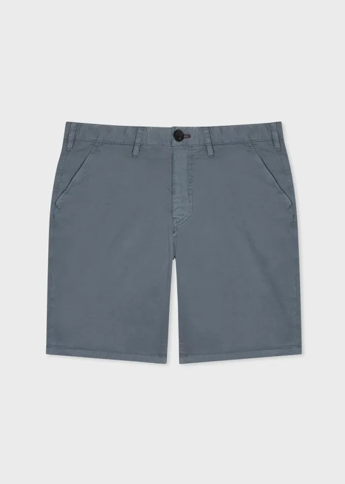 Mens Paul Smith Shorts Stone Blue Stretch PimaCotton Shorts