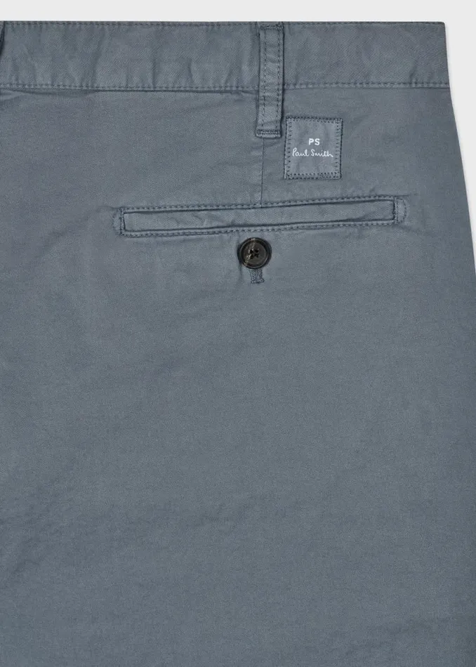Mens Paul Smith Shorts Stone Blue Stretch PimaCotton Shorts