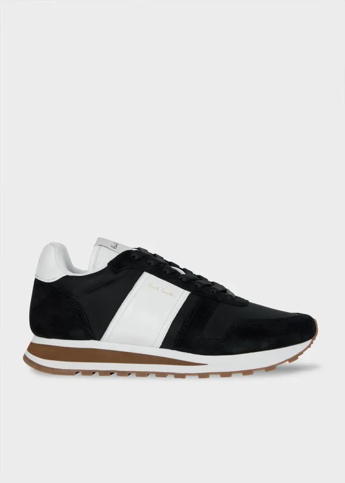 Mens Paul Smith Sneakers Black And White LeatherSuede 039Eighties039 Trainers