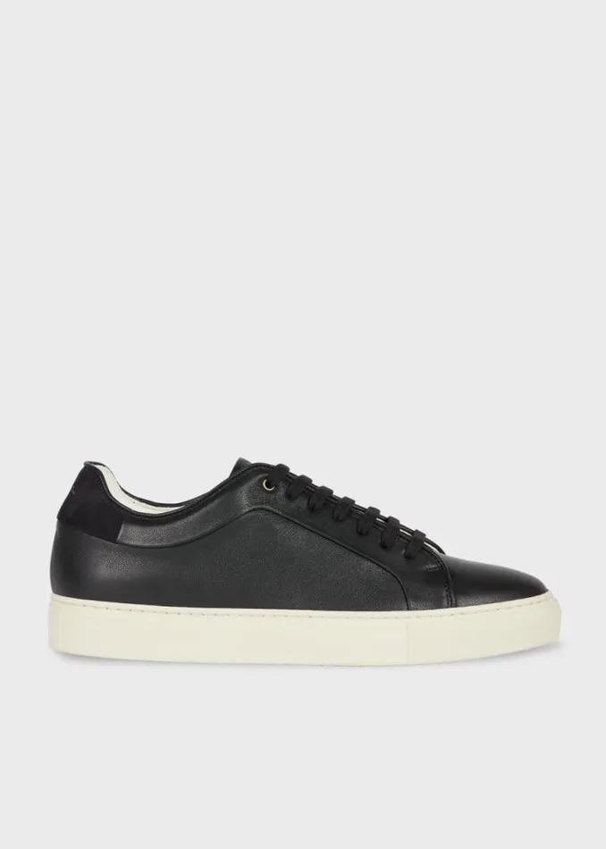Mens Paul Smith Sneakers Black Leather 039Basso039 Trainers With Cream Soles