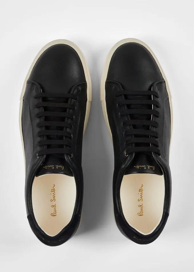 Mens Paul Smith Sneakers Black Leather 039Basso039 Trainers With Cream Soles Mens Paul Smith Sneakers Black Leather 039Basso039 Trainers With Cream Soles