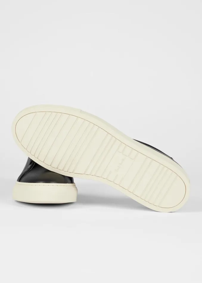 Mens Paul Smith Sneakers Black Leather 039Basso039 Trainers With Cream Soles Mens Paul Smith Sneakers Black Leather 039Basso039 Trainers With Cream Soles