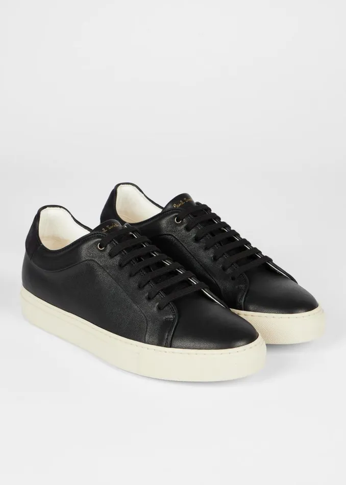 Mens Paul Smith Sneakers Black Leather 039Basso039 Trainers With Cream Soles Mens Paul Smith Sneakers Black Leather 039Basso039 Trainers With Cream Soles