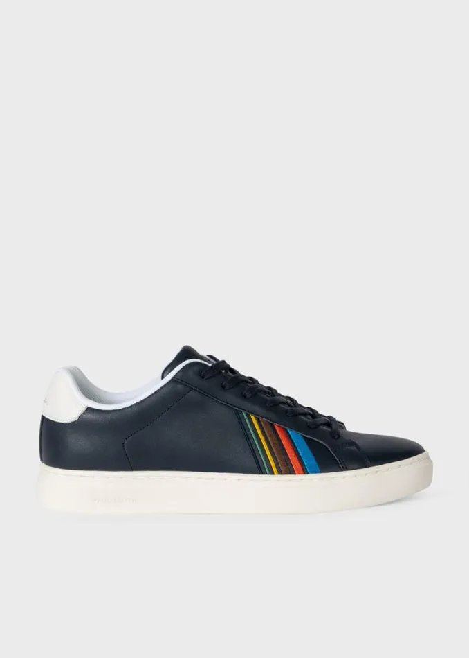 Mens Paul Smith Sneakers Navy Leather 039Sports Stripe039 039Rex039 Sneakers