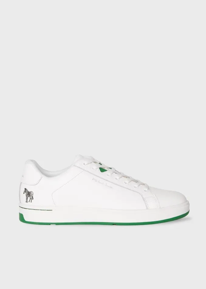 Mens Paul Smith Sneakers White Leather 039Albany039 039Zebra039 Trainers