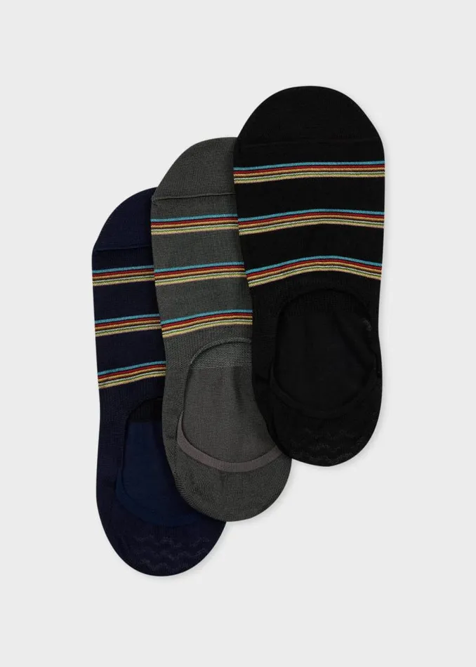 Mens Paul Smith Socks 039Signature Stripe Block039 Loafers Socks Three Pack