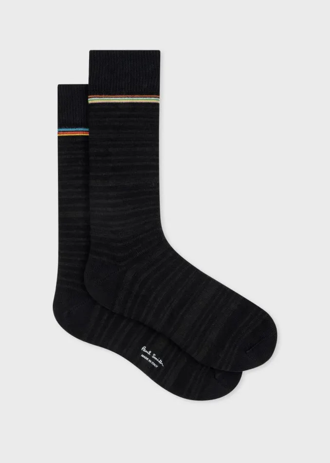 Mens Paul Smith Socks Black 039Shadow Stripe039 Socks