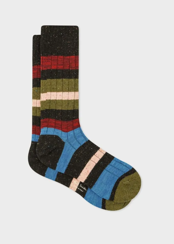 Mens Paul Smith Socks Black Chunky Stripe Socks