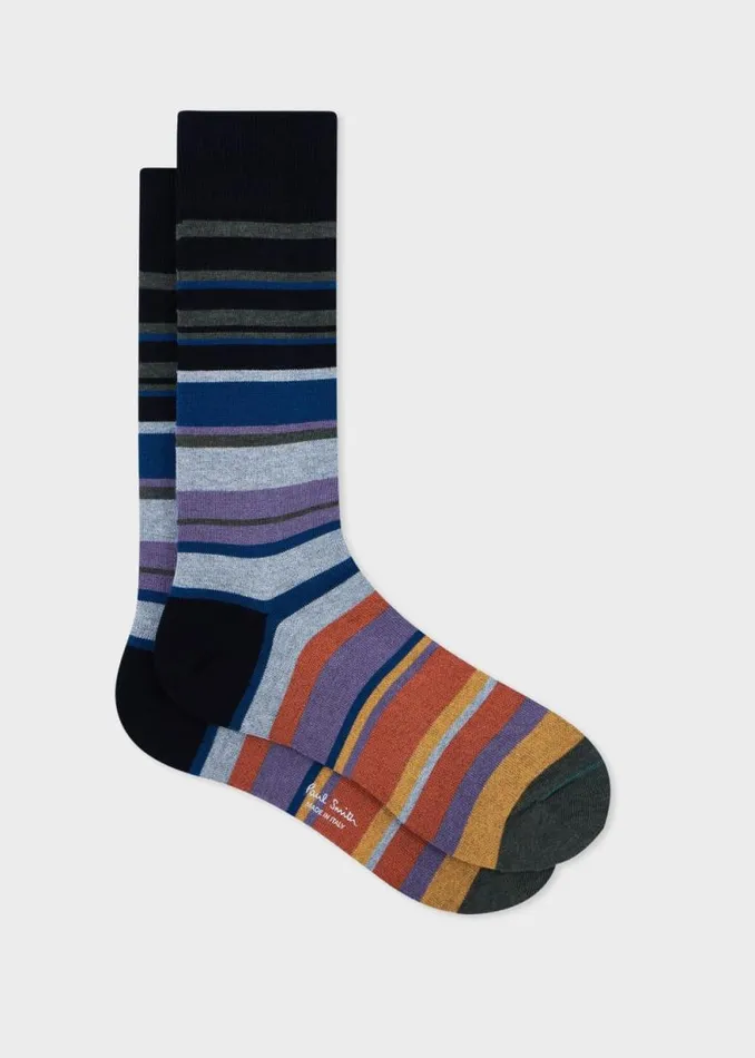 Mens Paul Smith Socks Black Mixed Stripe Socks