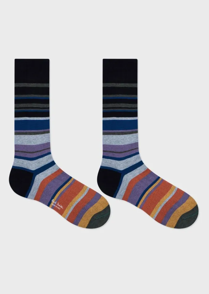 Mens Paul Smith Socks Black Mixed Stripe Socks