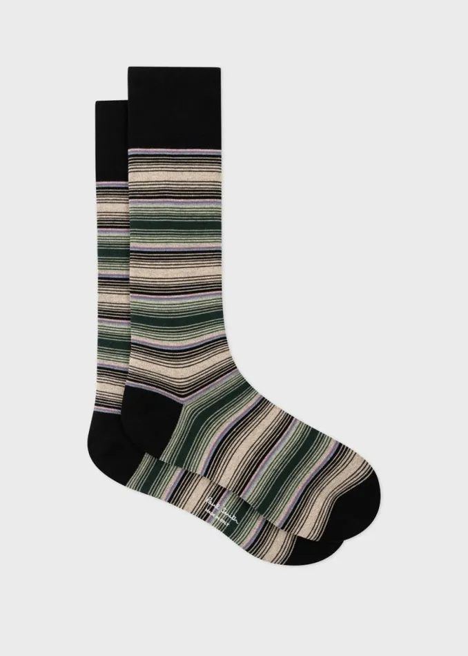 Mens Paul Smith Socks Black Ombre Stripe Socks