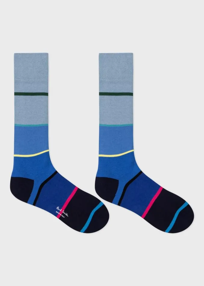 Mens Paul Smith Socks Blue CottonBlend Hayden Stripe Socks Mens Paul Smith Socks Blue CottonBlend Hayden Stripe Socks