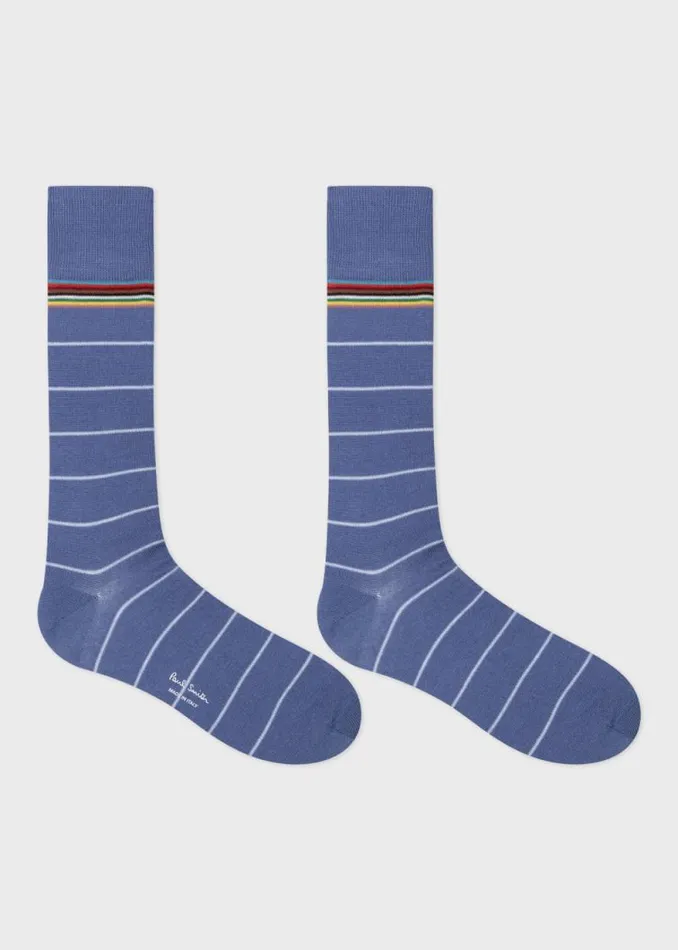 Mens Paul Smith Socks Blue CottonBlend Pinstripe Socks Mens Paul Smith Socks Blue CottonBlend Pinstripe Socks