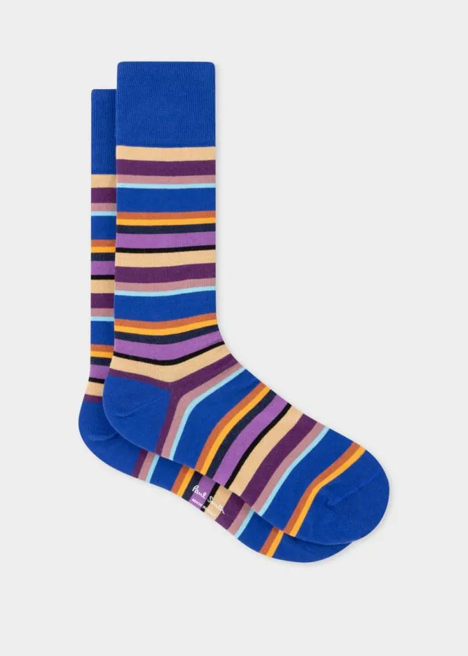 Mens Paul Smith Socks Cobalt Blue MultiStripe Socks