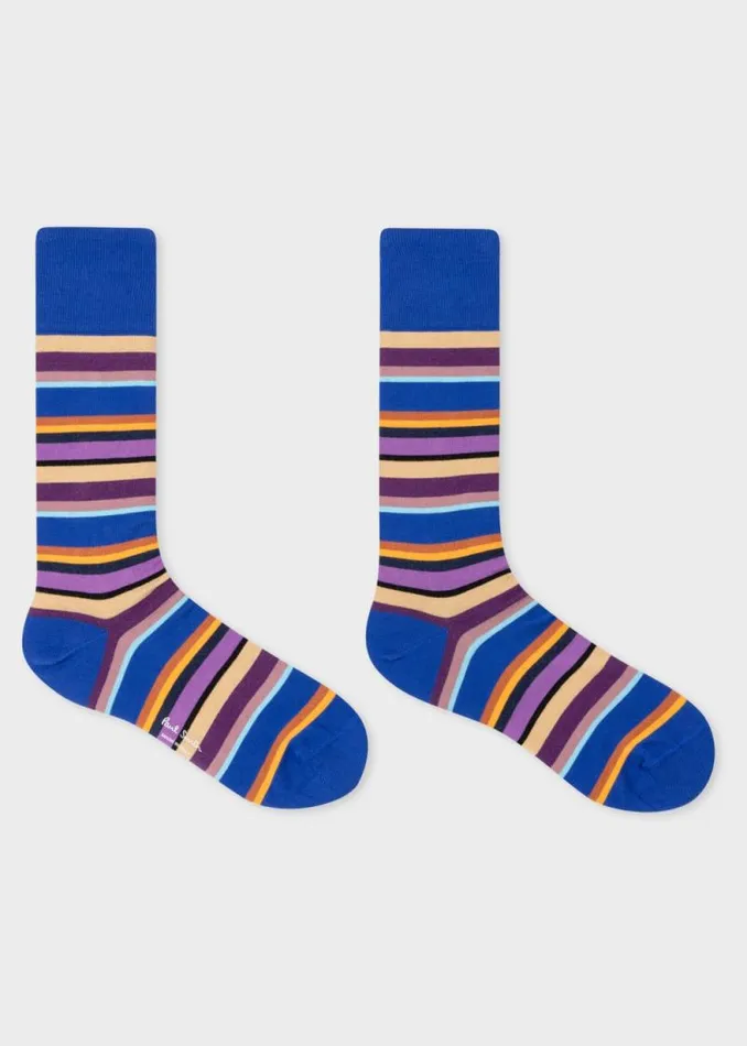 Mens Paul Smith Socks Cobalt Blue MultiStripe Socks Mens Paul Smith Socks Cobalt Blue MultiStripe Socks