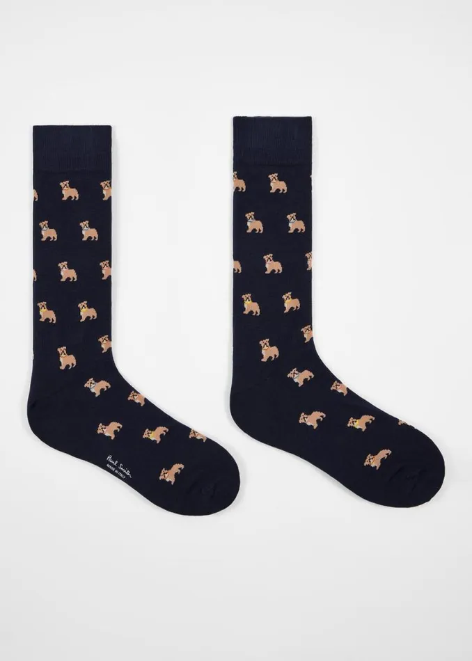 Mens Paul Smith Socks Dark Blue CottonBlend 039Bulldog039 Socks