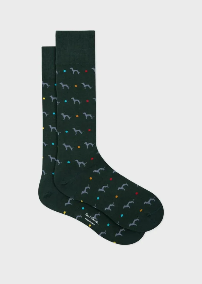 Mens Paul Smith Socks Dark Green CottonBlend 039Whippet039 Socks