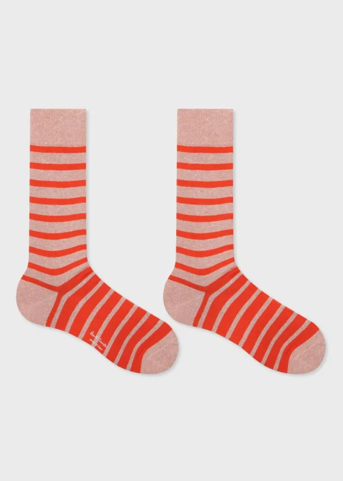 Mens Paul Smith Socks Light Pink CottonBlend Stripe Socks Mens Paul Smith Socks Light Pink CottonBlend Stripe Socks