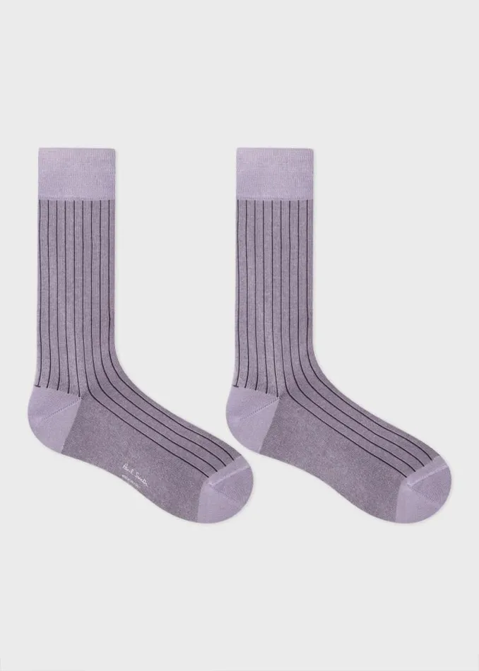 Mens Paul Smith Socks Light Purple Ribbed CottonBlend Socks Mens Paul Smith Socks Light Purple Ribbed CottonBlend Socks