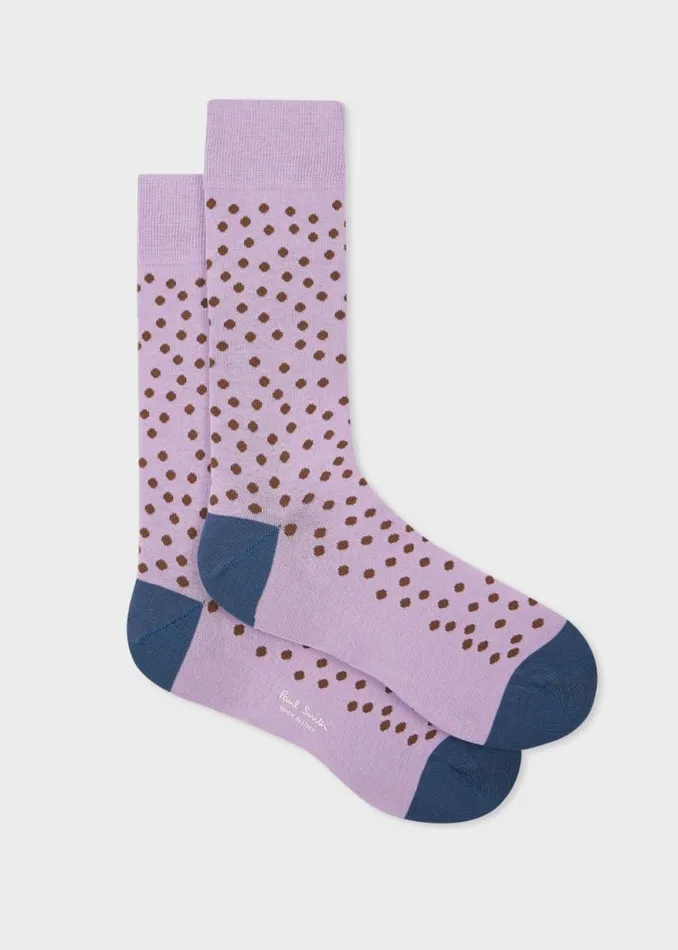 Mens Paul Smith Socks Lilac CottonBlend Polka Dot Socks