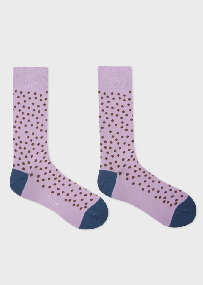 Mens Paul Smith Socks Lilac CottonBlend Polka Dot Socks Mens Paul Smith Socks Lilac CottonBlend Polka Dot Socks
