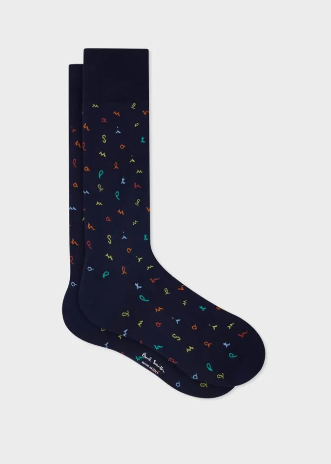 Mens Paul Smith Socks Navy 039Letters039 Socks