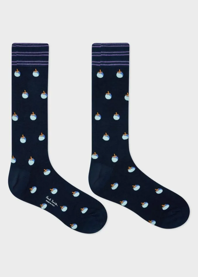 Mens Paul Smith Socks Navy 039Tomato039 Socks