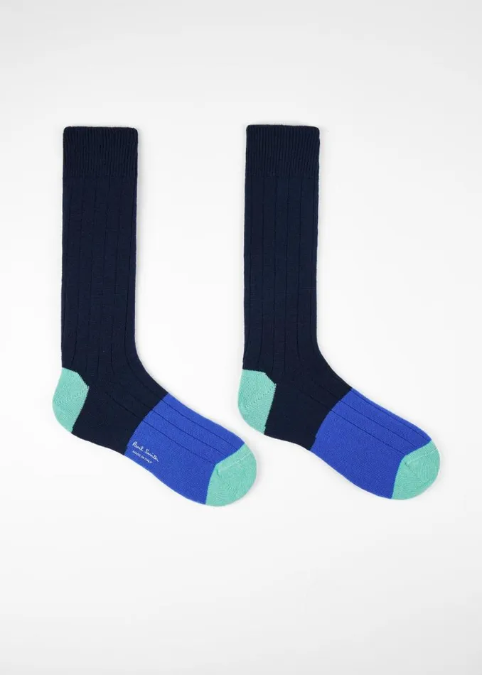 Mens Paul Smith Socks Navy CashmereBlend Block Stripe Socks Mens Paul Smith Socks Navy CashmereBlend Block Stripe Socks
