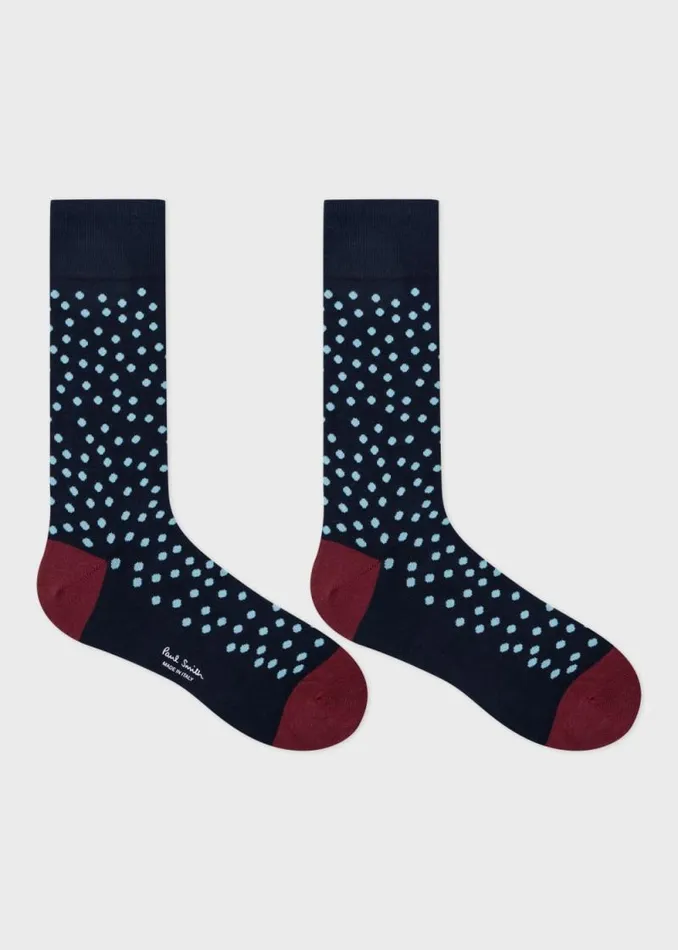 Mens Paul Smith Socks Navy Cottonblend Polka Dot Socks Mens Paul Smith Socks Navy Cottonblend Polka Dot Socks