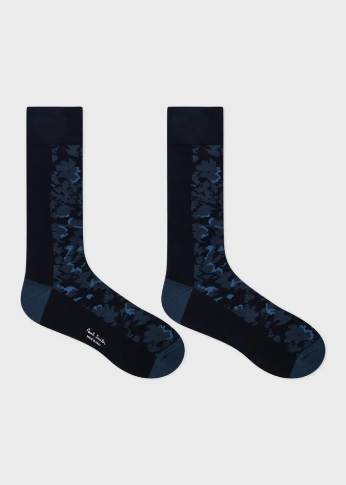 Mens Paul Smith Socks Navy Floral CottonBlend Socks Mens Paul Smith Socks Navy Floral CottonBlend Socks