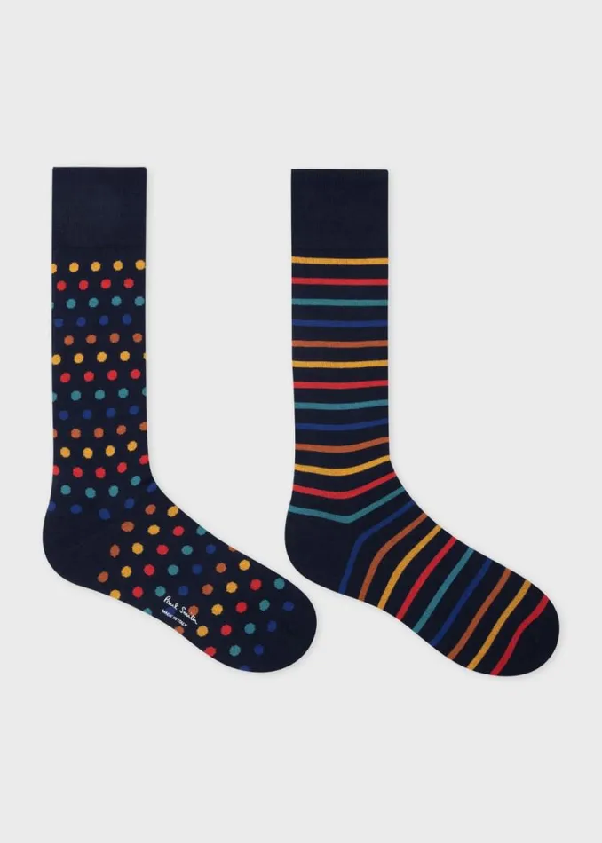 Mens Paul Smith Socks Navy Mismatched 039Artist Stripe and Dot039 Socks Mens Paul Smith Socks Navy Mismatched 039Artist Stripe and Dot039 Socks