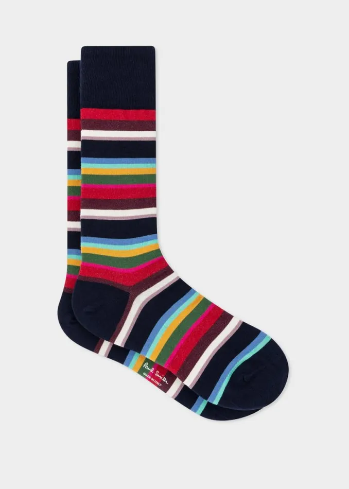 Mens Paul Smith Socks Navy MultiStripe Socks