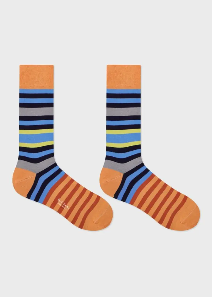 Mens Paul Smith Socks Orange MultiStripe CottonBlend Socks Mens Paul Smith Socks Orange MultiStripe CottonBlend Socks