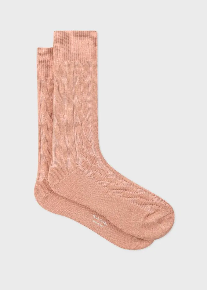 Mens Paul Smith Socks Pink CottonBlend Cable Socks