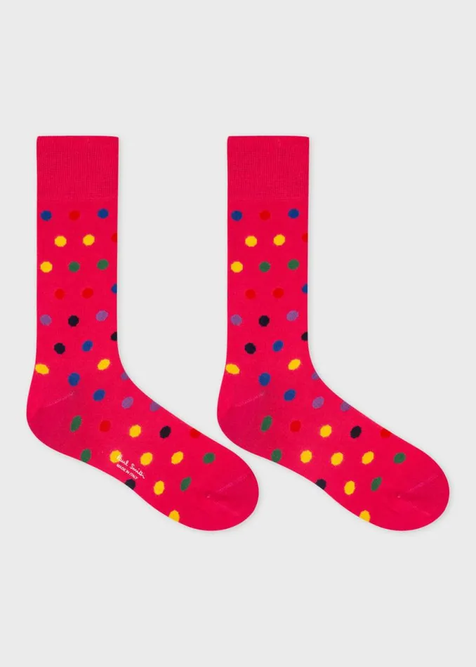 Mens Paul Smith Socks Pink Mixed Polka Dot Socks Mens Paul Smith Socks Pink Mixed Polka Dot Socks
